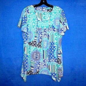 Kim Rogers Patchwork Print Tunic Top L